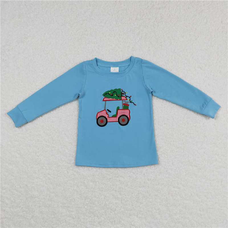 RTS NO MOQ（In Stock ) BT0352 Embroidered Christmas long-sleeved top