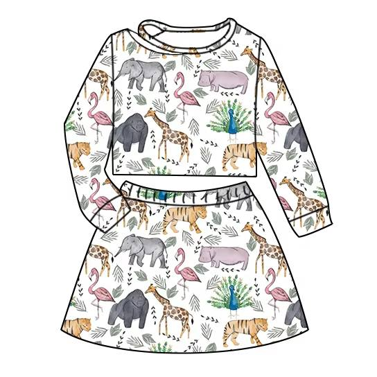 Custom moq 5 each style eta 6-7weeks baby girls summer long sleeve skirts shorts sets -25.7.25