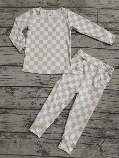 Custom moq 3 eta 6-7weeks Pink checkerboard long-sleeved pullover suit