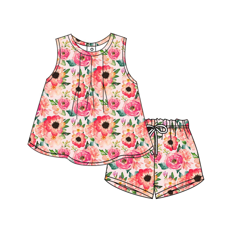 12.9 custom each style moq 5eta 4-6week Sibling Sister floral baby girl short sleeve shorts fish sets 1 and easter sets 2 match design