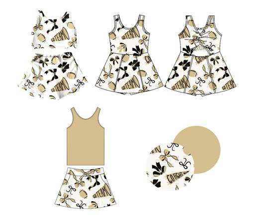1.16 custom each style moq 5eta 4-6week Sibling Sisters rugby bow baby girl short sleeve shorts sets and dress and rompers match family design