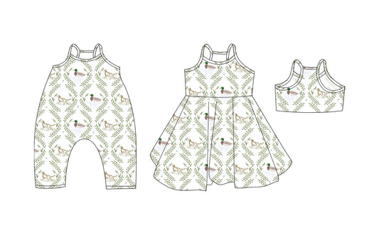 3.20 custom each style moq 5eta 4-6week Sibling Sisters duck baby girl short sleeve dress and rompers match family design