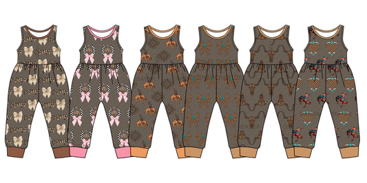 12.24 custom each style moq 5eta 4-6week Sibling Sister bow baby suspender jumpsuit 1 and jumpsuit 2 and jumpsuit 3 and jumpsuit 4 and jumpsuit 5 and jumpsuit 6 match design