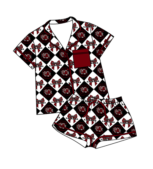 Custom moq 5 mix size black Plaid Baby Pajamas Short-Sleeved Top And Shorts Team Outfit Comfortable Sleepwear for Infants