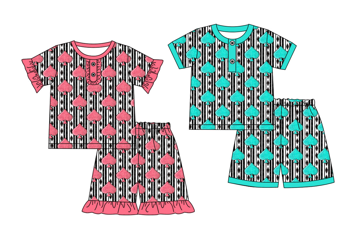 3.3 custom each style moq 5eta 4-6week Sibling Sister bow baby girls short sleeve set and set 2 match design