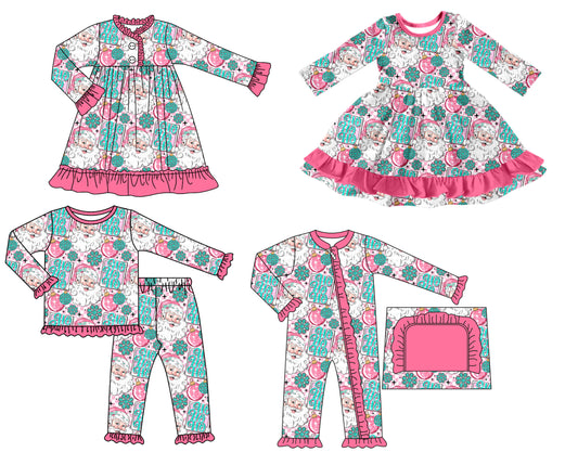 25.7.3 custom each style moq 5 eta 4-6week Sibling Sisters Christmas baby girl long sleeve pants sets and romper and dress 1 and dress 2 match family design