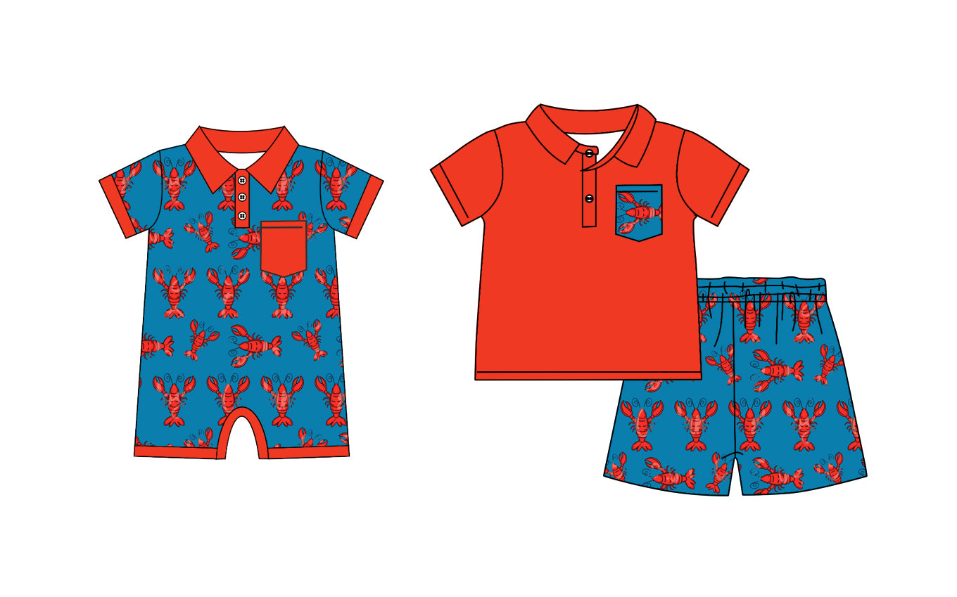 12.14 custom each style moq 5eta 4-6week Sibling Sister crayfish baby boy short sleeve shorts sets and rompers match design