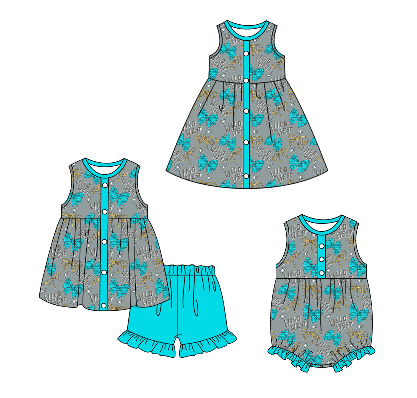 12.19 custom each style moq 5eta 4-6week Sibling Sister bow baby girl short sleeve shorts sets and dress and rompers match family design