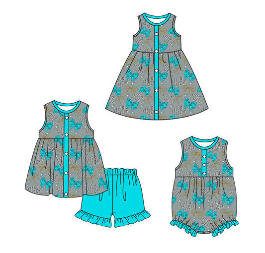 12.19 custom each style moq 5eta 4-6week Sibling Sister bow baby girl short sleeve shorts sets and dress and rompers match family design