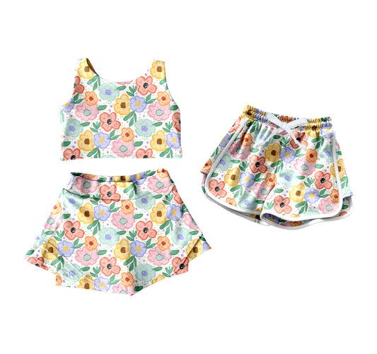 4.16 custom each style moq 5eta 4-6week Sibling Sister floral baby girls clothes Short sleeve yoga dress and shorts match family design