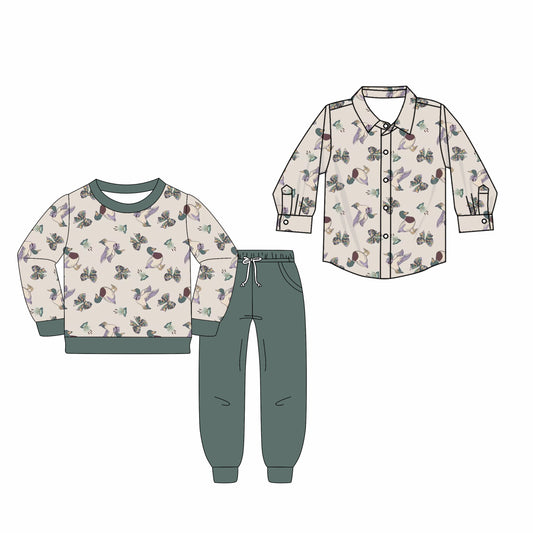 25.5.19 custom each style moq 5eta 4-6week Sibling Sisters duck bow baby boy long sleeve pants sets and top match family design