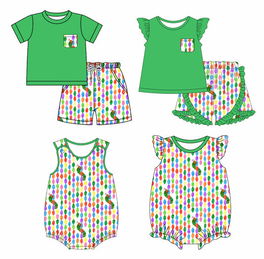 2.27 custom each style moq 5eta 4-6week Sibling Sister baby girl short sleeve shorts sets and sets 2 and boy romper and girl romper match design