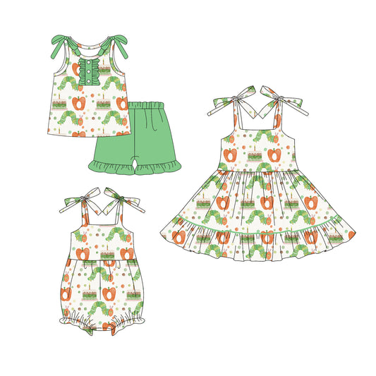 4.17 custom each style moq 5eta 4-6week Sibling Sisters baby girl short sleeve shorts sets and dress and rompers match family design