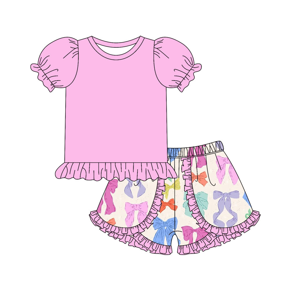 3.26 custom each style moq 5eta 4-6week Sibling Sister baby girls short sleeve set and set 8 match design
