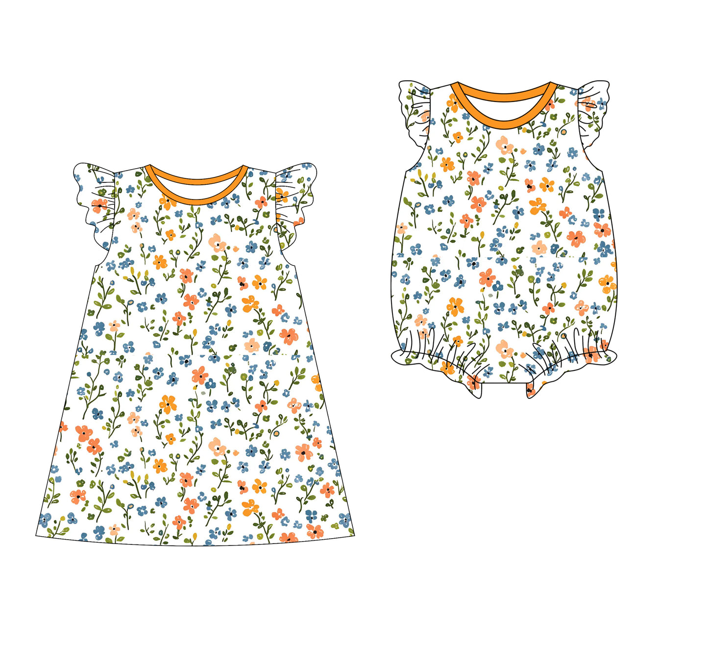 3.10 custom each style moq 5eta 4-6week Sibling Sister floral baby girl short sleeve dress and rompers match family design