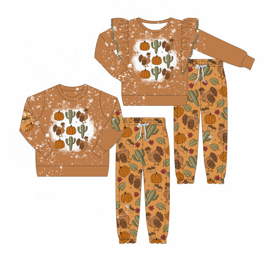 25.6.4 custom each style moq 5eta 4-6week Sibling Sisters baby girl long sleeve pants sets 1 and sets 2 match family design