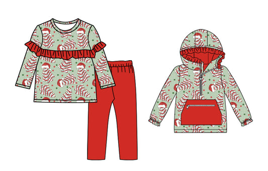 25.7.21 custom each style moq 5eta 4-6week Sibling Sisters Christmas baby girl long sleeve pants sets and top match family design