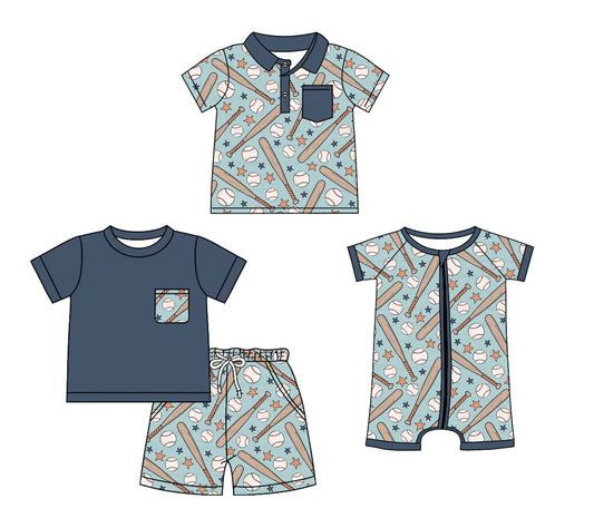 12.7 custom each style moq 5eta 4-6week Sibling Sister baseball baby boy short sleeve shorts sets and boy romper and top match design