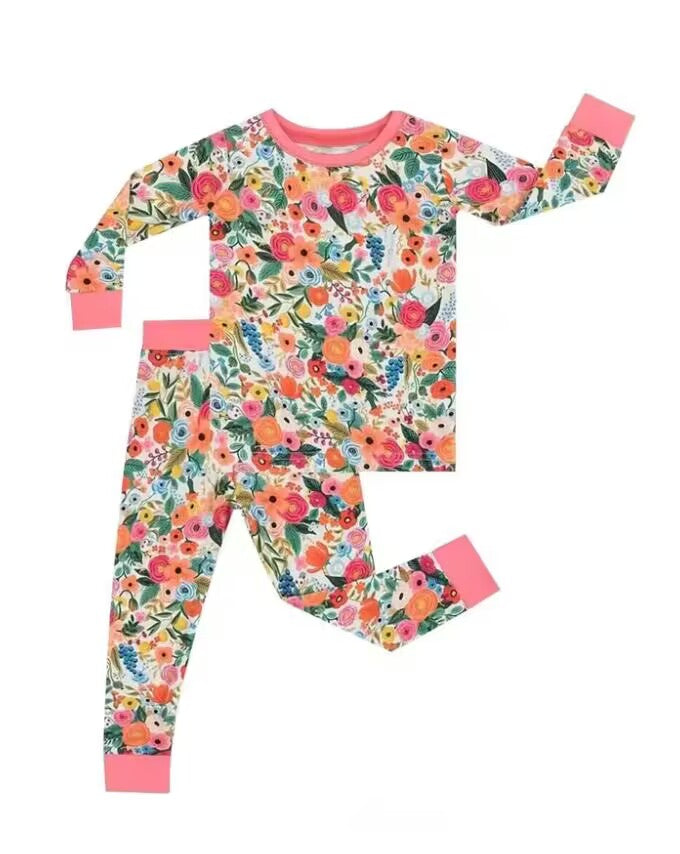 5.16custom each style moq 5eta 4-5week Sibling Sister flower print pink boys outfits and baby romper match family design