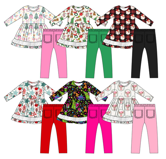 25.5.13 custom each style moq 5eta 4-6week Sibling Sisters baby girl long sleeve pants sets 1 and sets 6 match family design