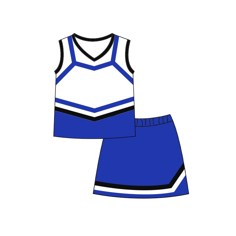 Custom moq 5 each style eta 6-7weeks baby girl clothes team blue white sleeveless skirts sets-25.7.22