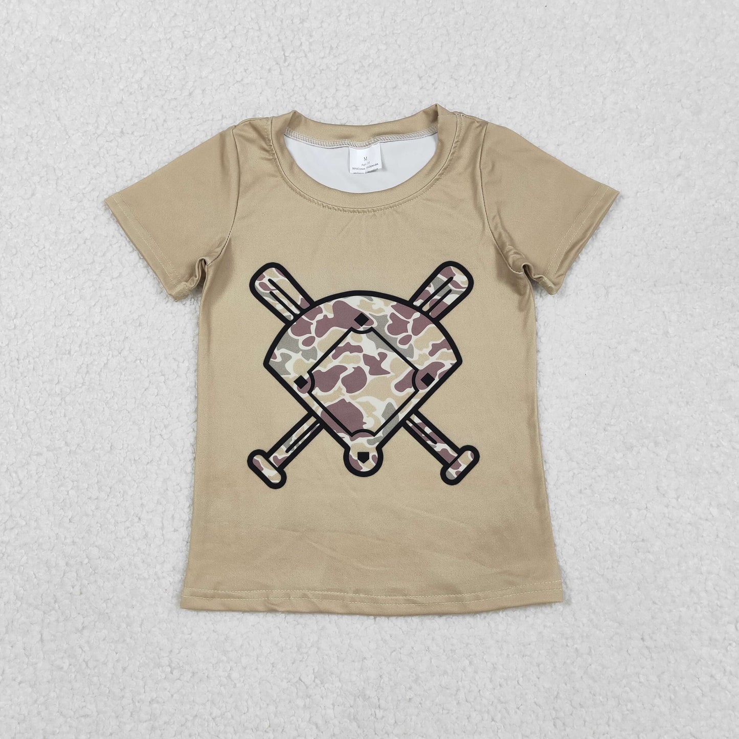 RTS NO MOQ（In Stock) Light Brown-Green Camouflage Fan Baseball Short-Sleeve Shirt