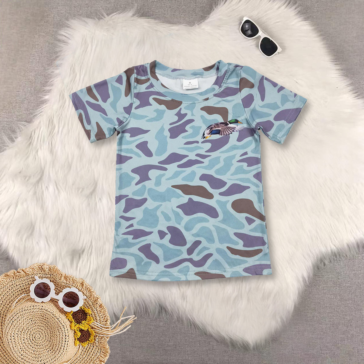 RTS NO MOQ baby boys clothes camouflage short-sleeved tops