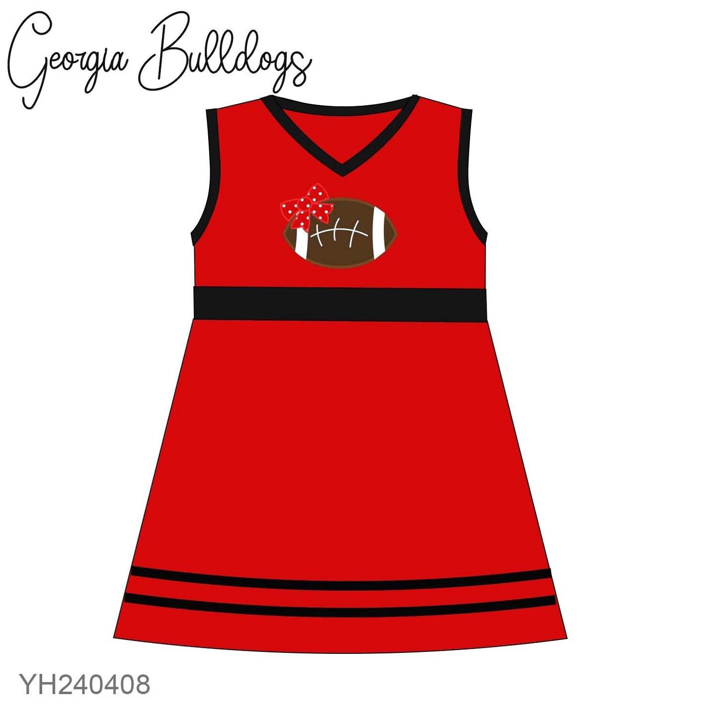 Custom MOQ 3 MIX SIZE ETA 6-7weeks team Georgia baby girls clothes red sleeveless dress