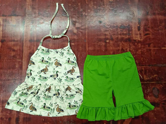 Custom moq 3 eta 6-7weeks baby girls clothes duck suspender shorts sets-25.5.8