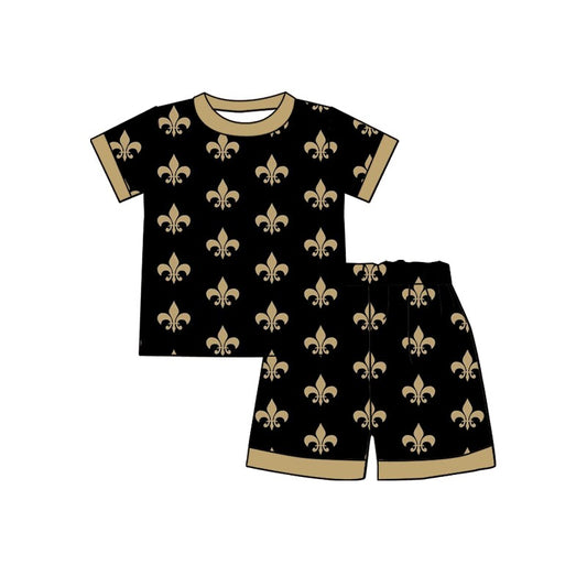 custom moq 3 Summer team boys black top shorts pajama suit