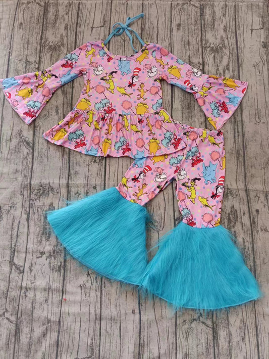 Custom moq 3 eta 6-7weeks baby girl clothes dr seuss long-sleeved top and pants set