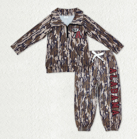 Custom moq 5 mix size milk silk summer teams baby boys clothes camouflage long sleeve pants sets-25.11.12