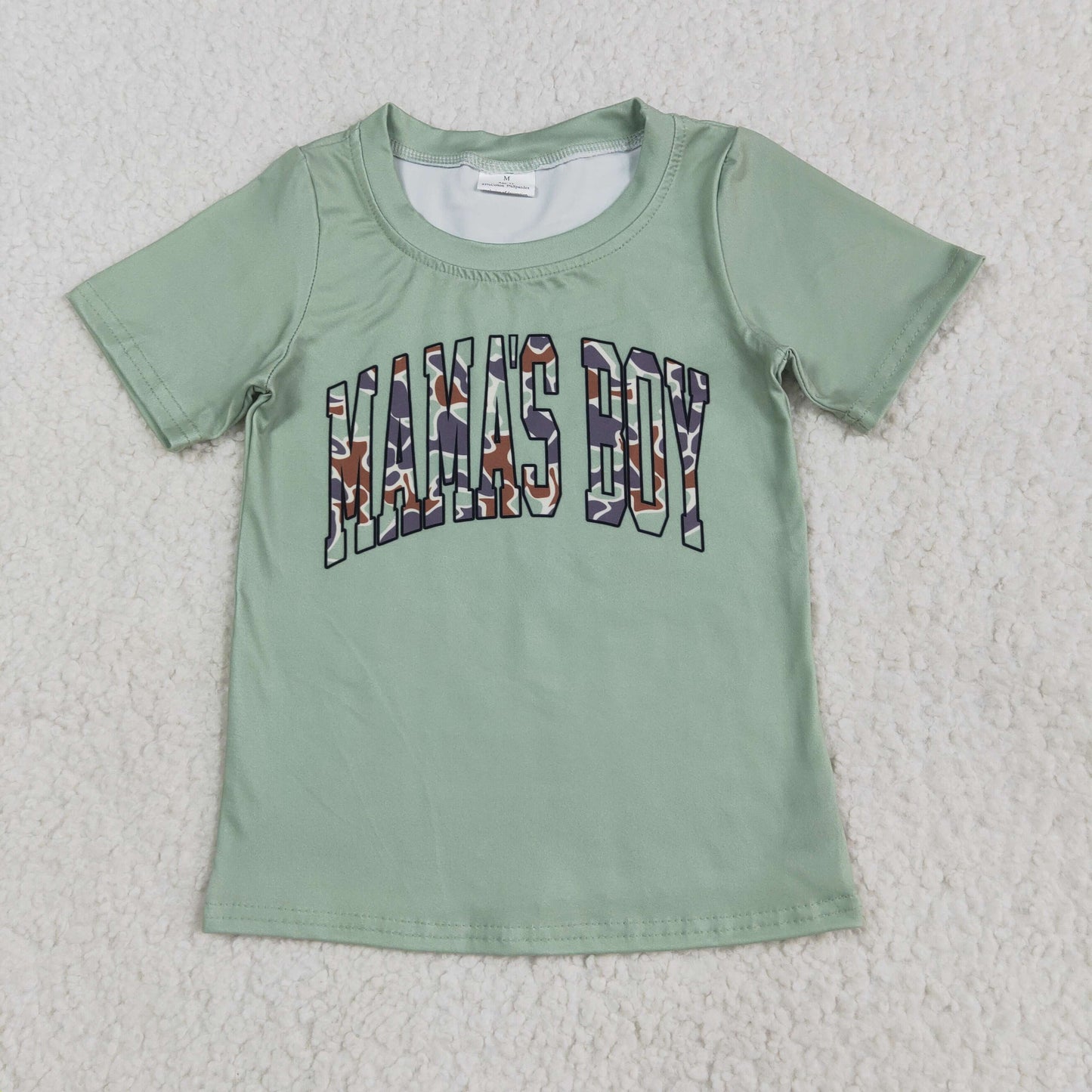 RTS NO MOQ（In Stock ) mama's boy green short-sleeved shirt with letters