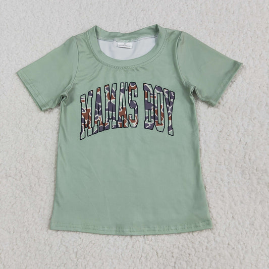 RTS NO MOQ（In Stock ) mama's boy green short-sleeved shirt with letters