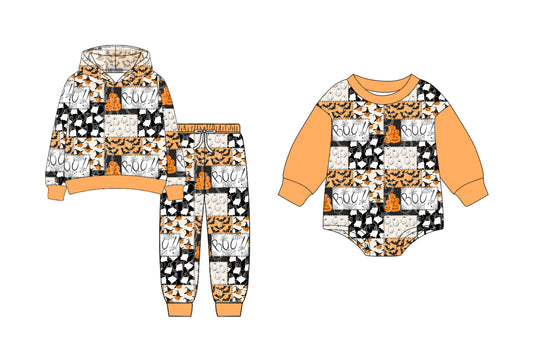 25.7.8 custom each style moq 5eta 4-6week Sibling Sister pumpkin baby boy long sleeve pants sets and rompers match family design