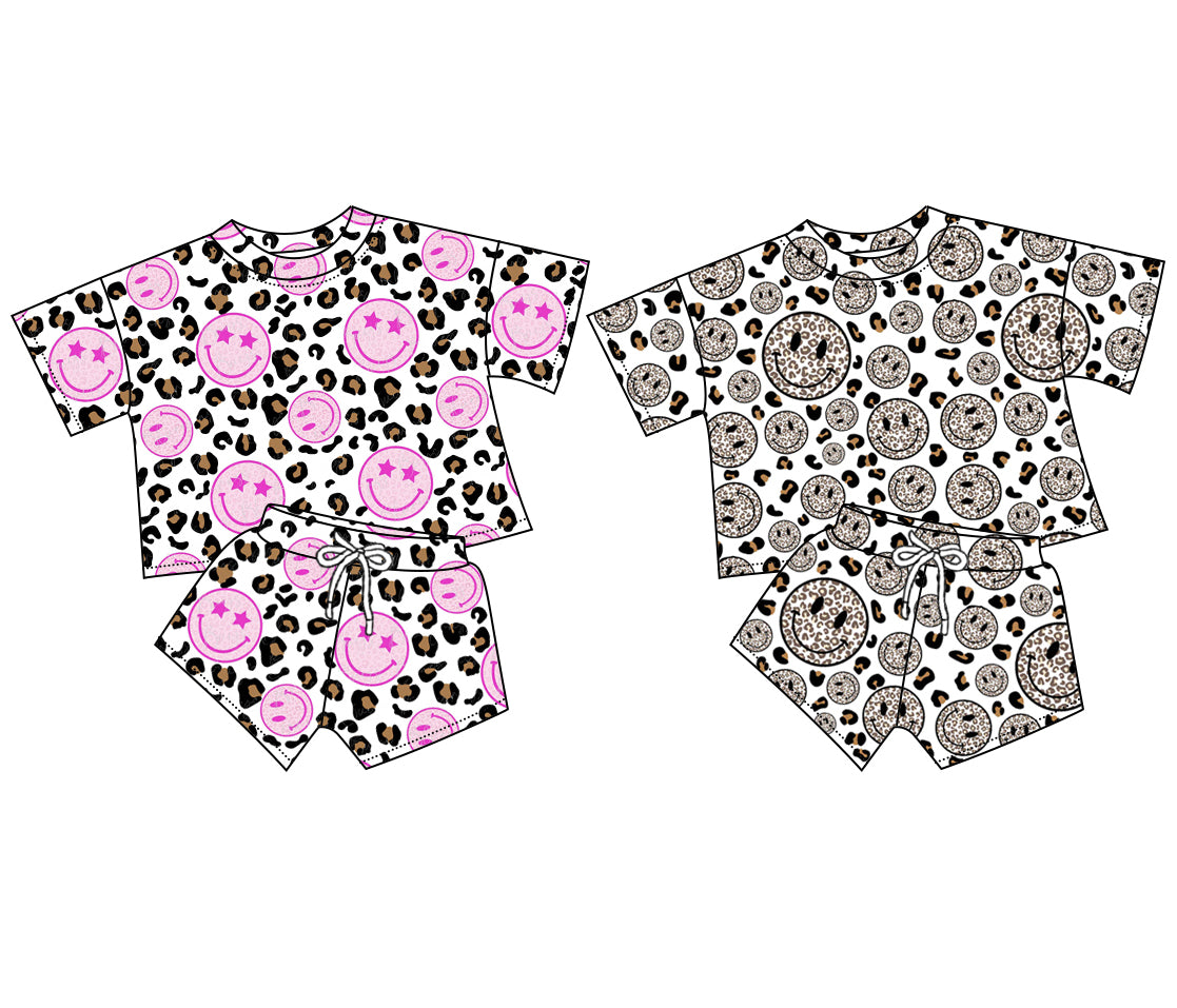 12.6 custom each style moq 5eta 4-6week Sibling Sister smiley baby girl short sleeve shorts fish sets 1 and easter sets 2 match design
