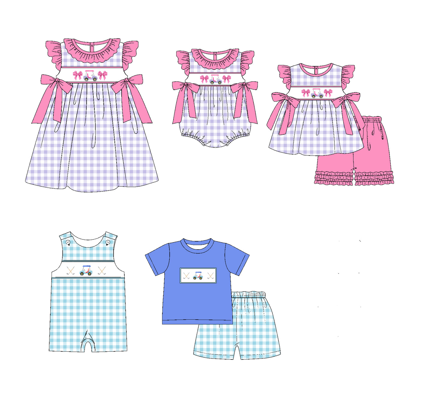11.19 custom each style moq 5eta 4-6week Sibling Sister bow baby girl short sleeve shorts sets and sets 2 and girls romper and boy romper and dress match design
