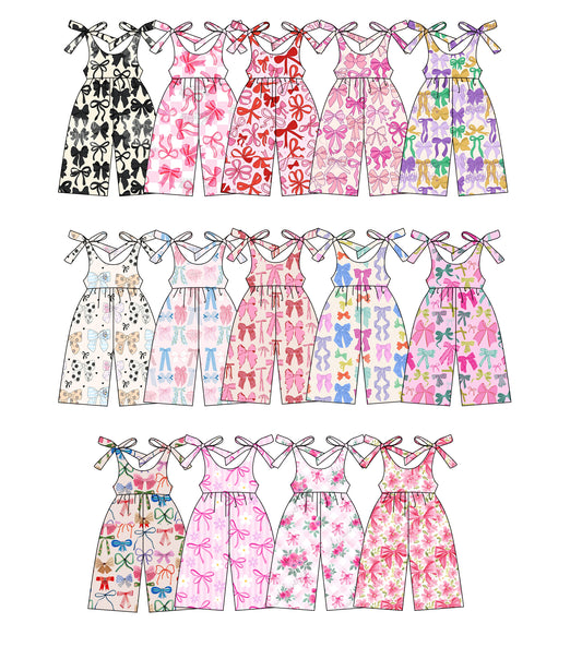 12.24 custom each style moq 5eta 4-6week Sibling Sister bow baby suspender jumpsuit 1 and jumpsuit 2 and jumpsuit 3 and jumpsuit 4 and jumpsuit 5 and jumpsuit 6 and jumpsuit 7 and jumpsuit 8 match design