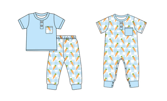 25.9.26 custom each style moq 8 eta 6-8week Sibling Sisters carrot baby boy clothes short sleeve pants sets and romper match family design