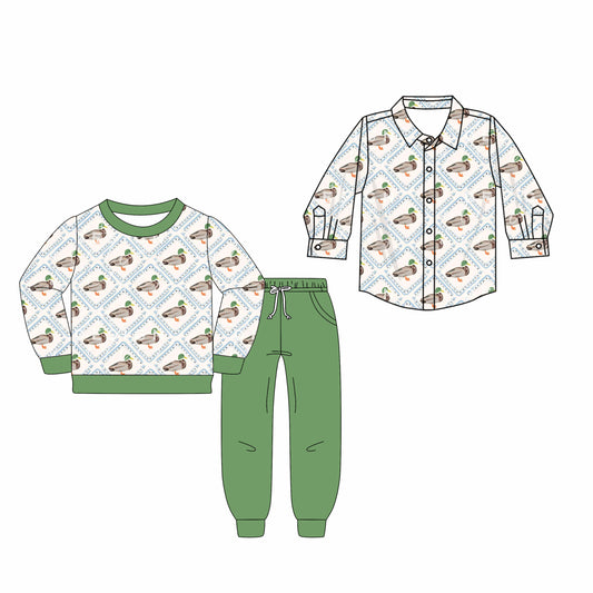 25.5.19 custom each style moq 5eta 4-6week Sibling Sisters duck baby boy long sleeve pants sets and top match family design