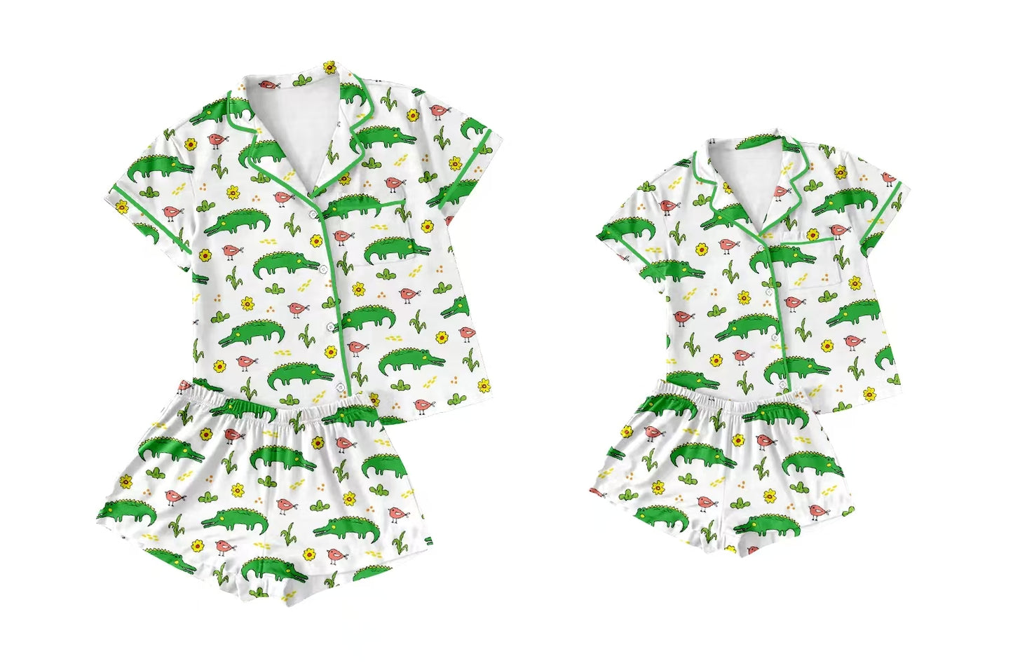 12.5 custom each style moq 5eta 4-6week Sibling Sister mardi gras green baby boys short sleeve shorts sets and adult sets match design