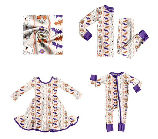 25.8.13 custom each style moq 5eta 4-6week Sibling Sisters bat baby girl long sleeve pants sets and dress and rompers match family design