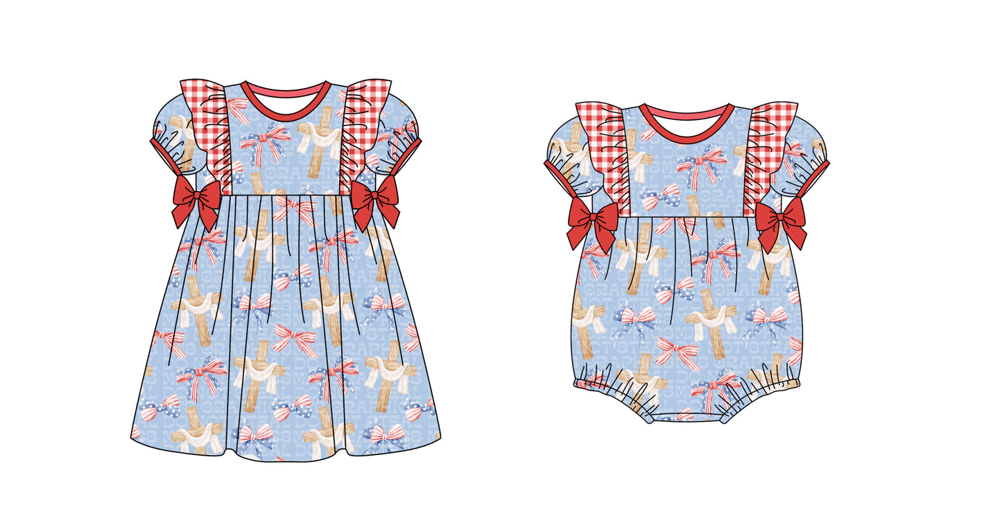 11.23 custom each style moq 5eta 4-6week Sibling Sister bow baby girl short sleeve shorts dress and rompers match family design