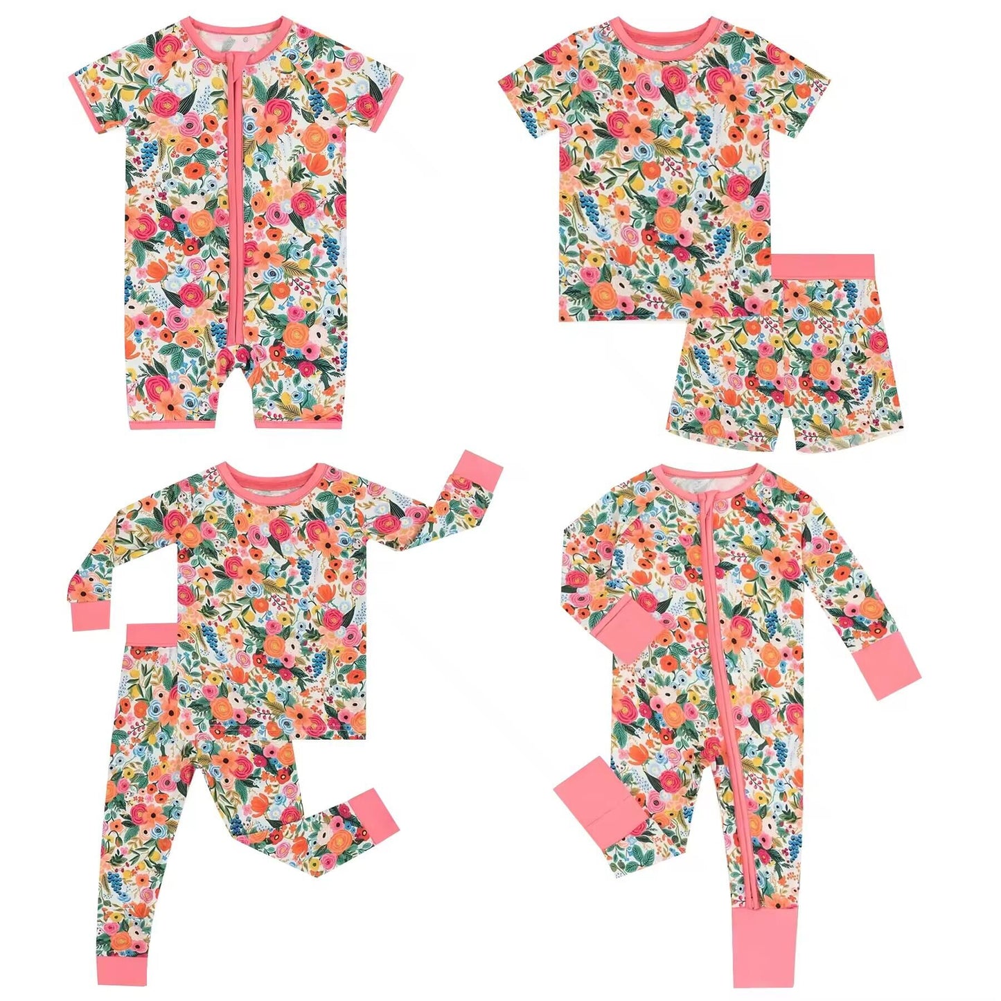 5.16custom each style moq 5eta 4-5week Sibling Sister flower print pink boys outfits and baby romper match family design