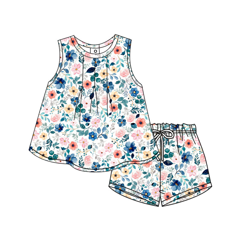 12.9 custom each style moq 5eta 4-6week Sibling Sister floral baby girl short sleeve shorts fish sets 1 and easter sets 2 match design