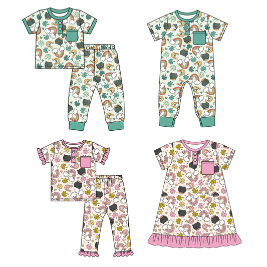 25.9.25 custom each style moq 8 eta 6-8week Sibling Sister baby short sleeve pants sets 2 and romper and dress match design