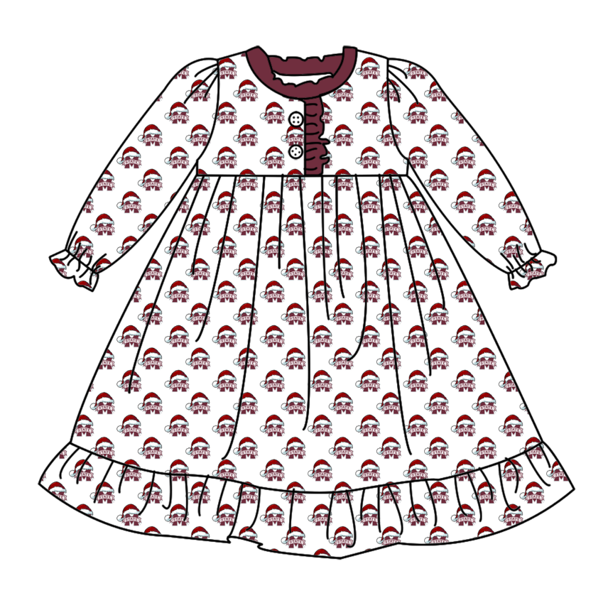Cmoq 5 tat about 6-8 weeks Christmas Hat M Team Maroon  Long Sleeve Girls Nightdress