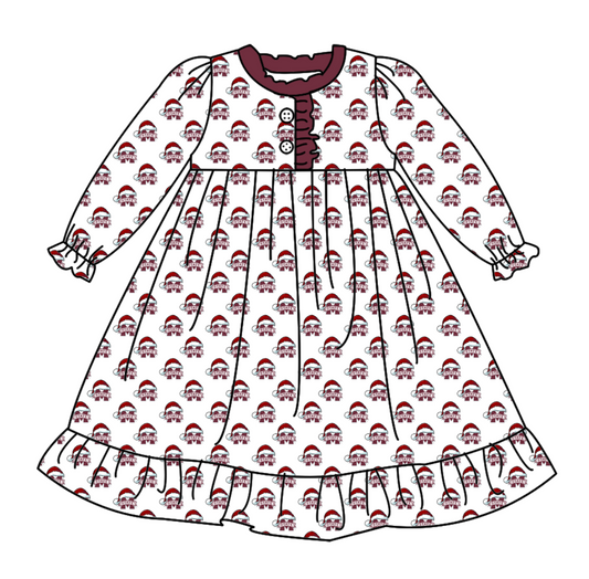 Cmoq 5 tat about 6-8 weeks Christmas Hat M Team Maroon  Long Sleeve Girls Nightdress