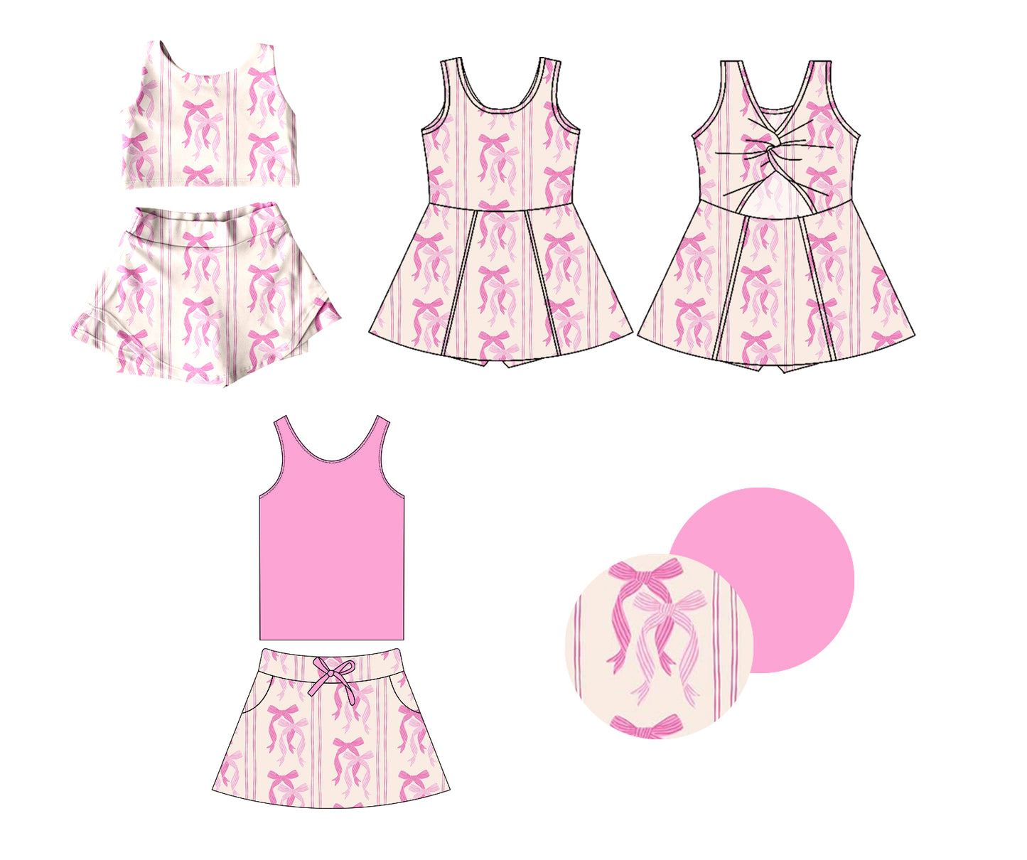 1.16 custom each style moq 5eta 4-6week Sibling Sisters bow baby girl short sleeve shorts sets and dress and rompers match family design