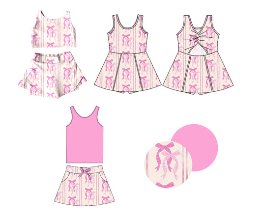 1.16 custom each style moq 5eta 4-6week Sibling Sisters bow baby girl short sleeve shorts sets and dress and rompers match family design